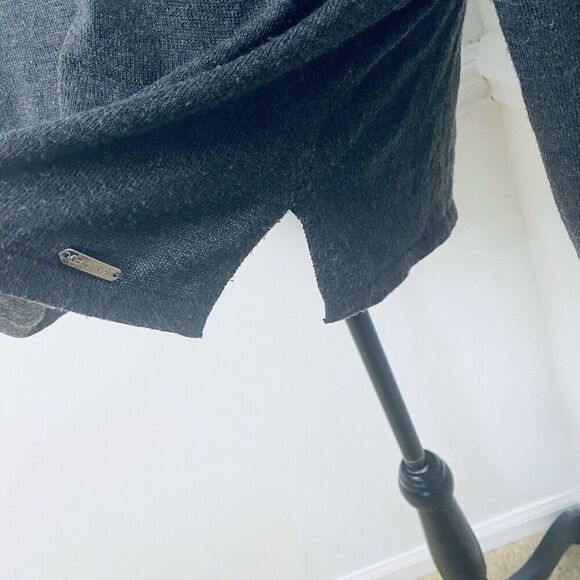 Calvin Klein Gray Foldover Off Shoulder Long Sleeve Knit Sweater Women's Medium - Picture 4 of 14